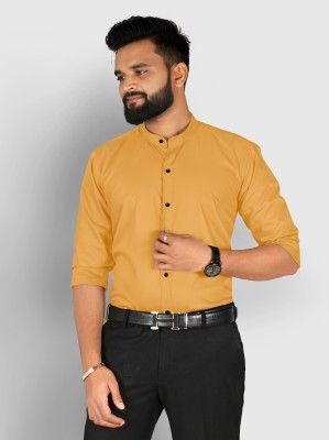 FIBERMILL Men Solid Casual Yellow Shirt