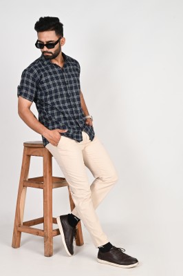 Tanip Men Checkered Casual Grey Shirt