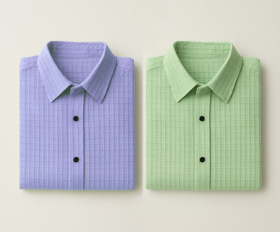 SHUBHFLAX Men Printed Formal Purple, Green Shirt(Pack of 2)