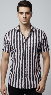 THE KINGSMAN Men Striped Casual Pink Shirt