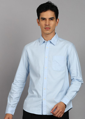 FLYING MACHINE Men Solid Casual Light Blue Shirt