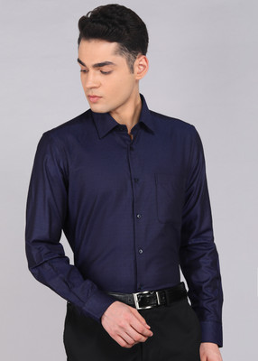 Raymond Men Checkered Formal Dark Blue Shirt