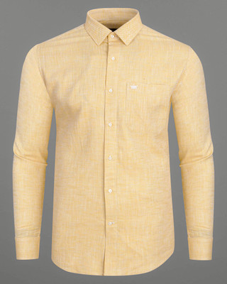 french crown Men Solid Casual Beige Shirt