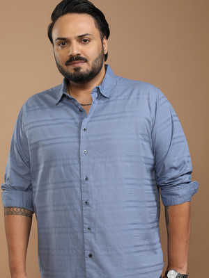 HIGHLANDER Men Striped Casual Blue Shirt