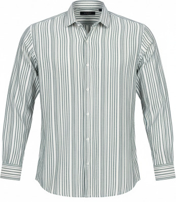 Aarna Enterprise Men Self Design Casual White, Green Shirt