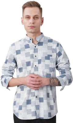 french crown Men Printed Casual Blue Shirt