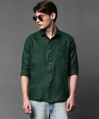 brown brothers Men Solid Formal Dark Green Shirt