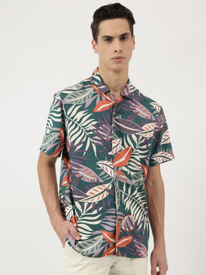 MARKS & SPENCER Men Printed Casual Green Shirt