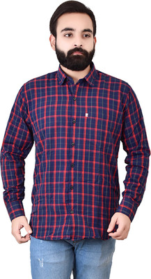 Marc Laurent Men Checkered Casual Red Shirt