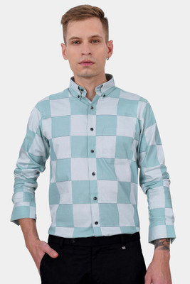 french crown Men Checkered Casual Grey Shirt