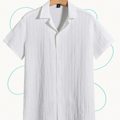 Dharamraj Fashion Men Self Design Casual White Shirt