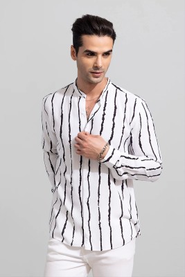 GCFAB Men Printed Casual White, Black Shirt