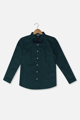 Allen Solly Boys Printed Casual White, Dark Green, Black Shirt