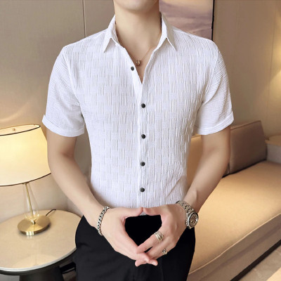 quinlan Men Self Design Casual White Shirt