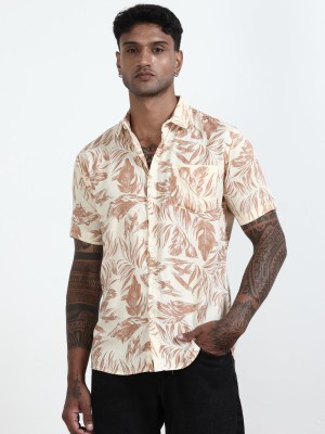 BlackThread Men Printed Casual Brown Shirt