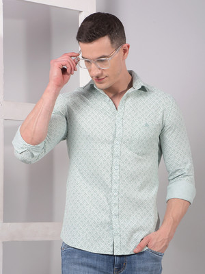 CRIMSOUNE CLUB Men Printed Casual Green Shirt