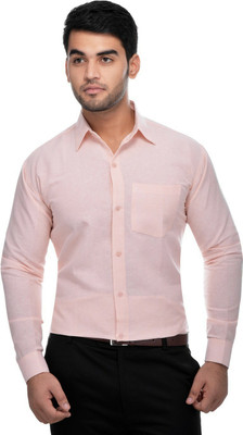 DESHBANDHU KHADI Men Solid Formal Pink Shirt