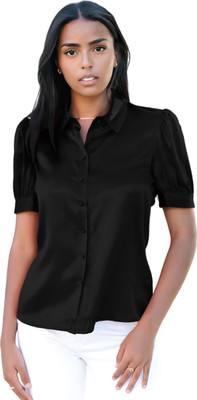 Sunandan Women Solid Formal Black Shirt