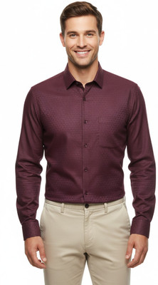 BMR Men Checkered Formal Maroon Shirt