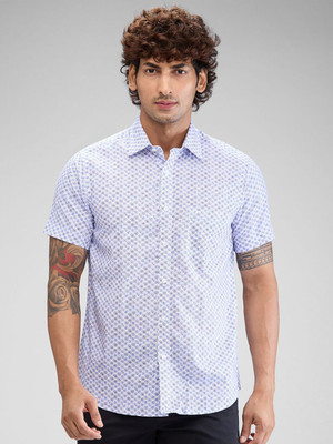 COLORPLUS Men Printed Casual Blue Shirt