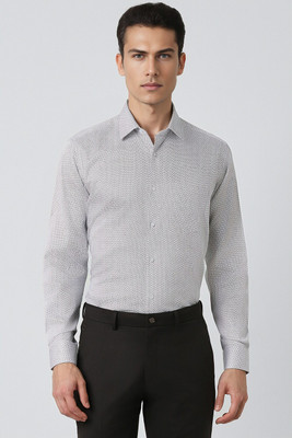 VAN HEUSEN Men Printed Formal Grey, White, Black Shirt