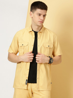 THOMAS SCOTT Men Solid Casual Yellow Shirt