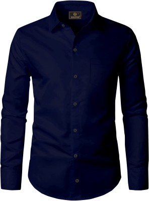 SOLSTICE Men Solid Casual Blue Shirt