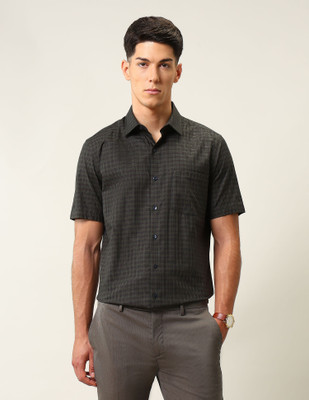 ARROW Men Checkered Formal Green Shirt