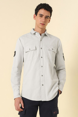 Allen Solly Men Embroidered Casual Grey Shirt