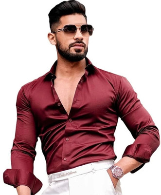 SHREEJI ENTERPRISE Men Solid Casual Maroon Shirt