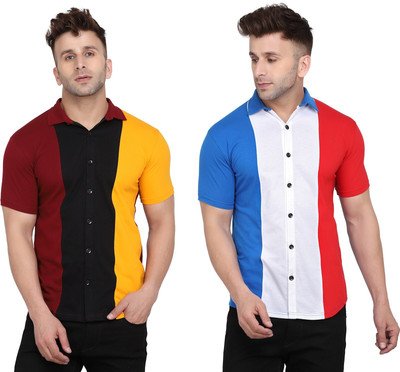GEUM Men Solid Casual Multicolor Shirt(Pack of 2)