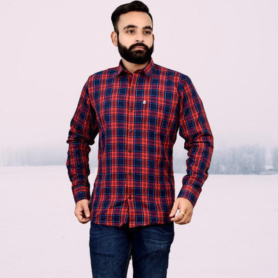 VK WINTER WEAR Men Checkered Casual Red, Blue Shirt
