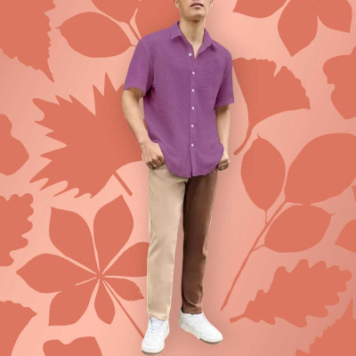 SHIV COLLECTION Men Solid Formal Purple Shirt
