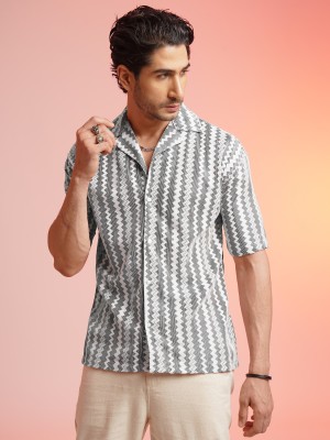 JAANA FASHION HUB Men Printed Casual Grey Shirt