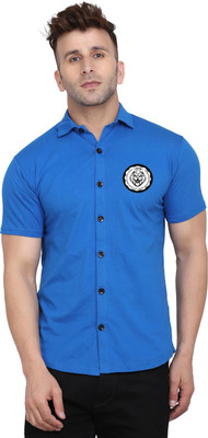 GEUM Men Printed Casual Blue Shirt