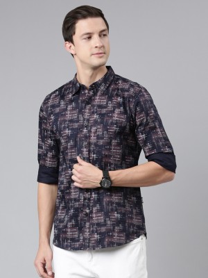 PROVOGUE Men Printed Casual Dark Blue Shirt