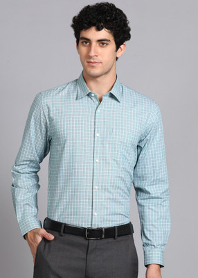 PETER ENGLAND Men Checkered Formal Green Shirt