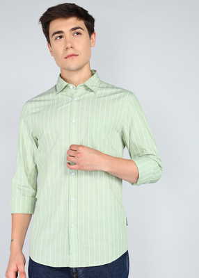 FLYING MACHINE Men Striped Casual Green Shirt