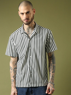 METRONAUT Men Striped Casual Black, White Shirt