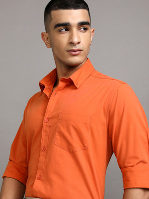KETCH Men Solid Casual Orange Shirt