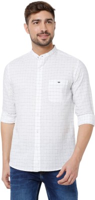 MUFTI Men Checkered Casual White Shirt