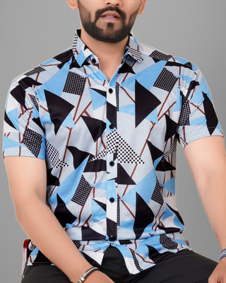 Voroxy Men Printed Casual Blue Shirt