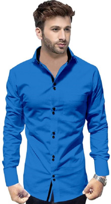 Tyzlo Men Solid Casual Light Blue Shirt