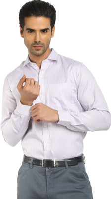 V-MART Men Checkered Formal Purple, White Shirt