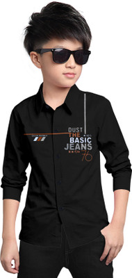 STUD APPARELS Boys Printed Casual Black Shirt