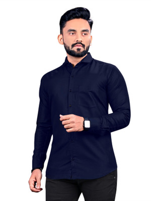 ALVIN ENTERPRISE Men Solid Casual Blue Shirt