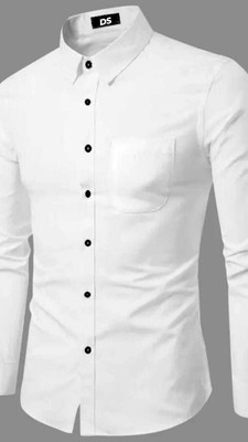 DUCCKCREATION Men Solid Formal White Shirt