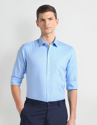 ARROW Men Self Design Formal Light Blue Shirt