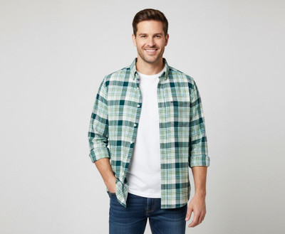 Fashionhouse Men Checkered, Solid Casual Light Green, White Shirt