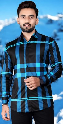 gurukrupa creation Men Printed Casual Blue, Black Shirt